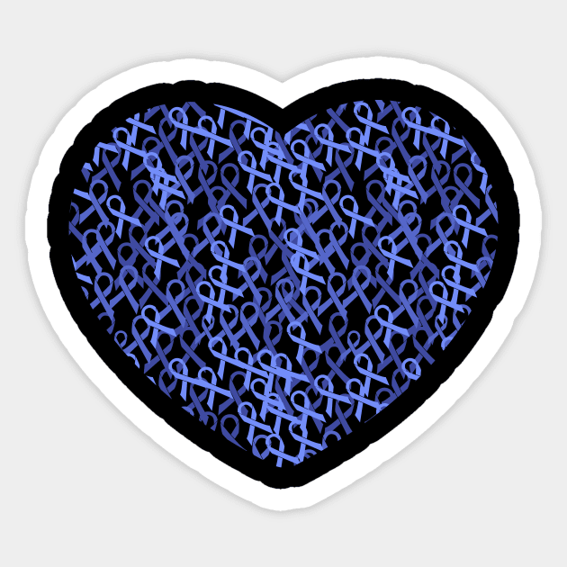 Colon Cancer Awareness Ribbon Heart Sticker by LetsBeginDesigns